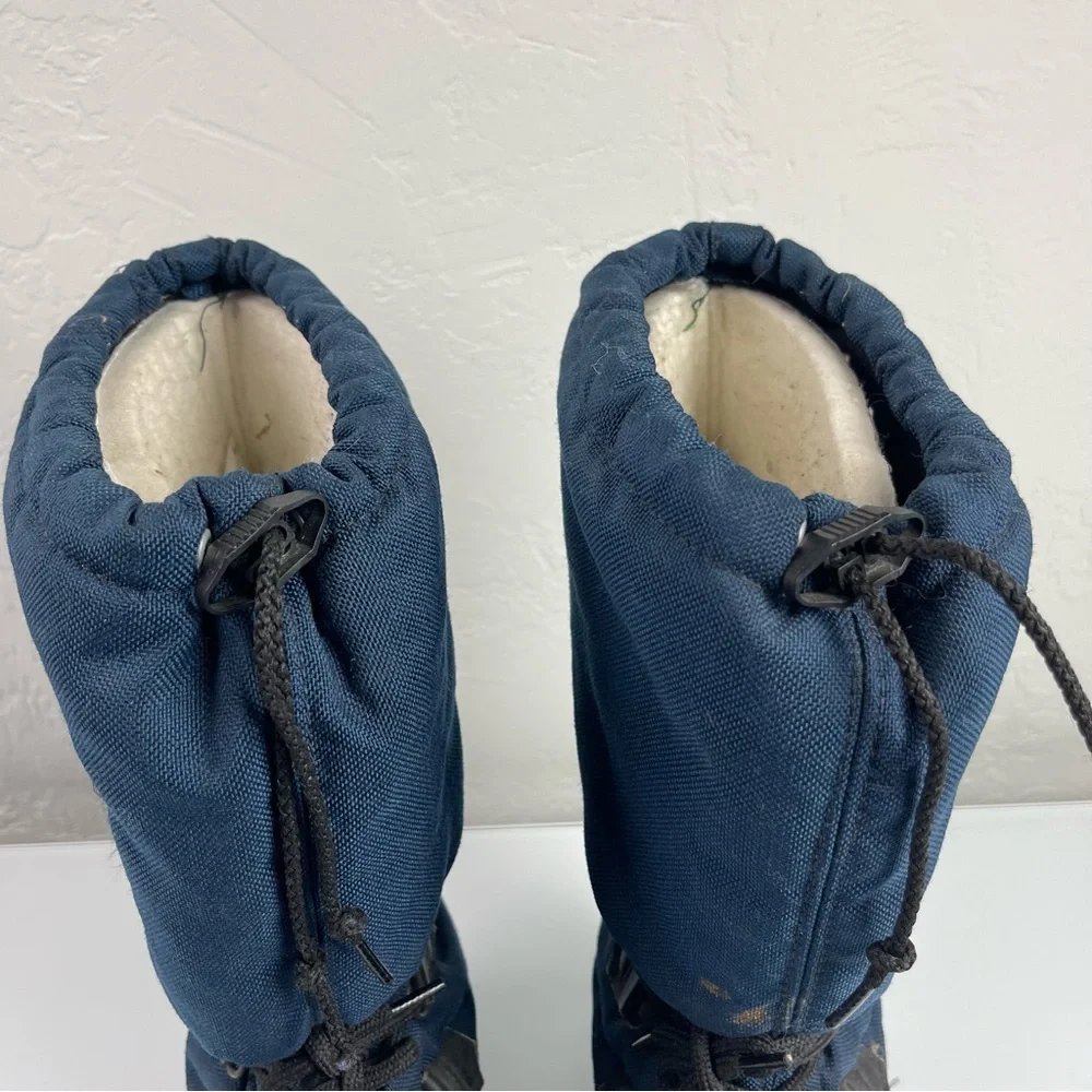 VTG‎ Sorel Boots Winter Snow Arctic Heavy Lined Blue Black Lace Up Heavyweight